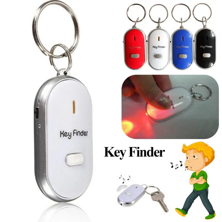 Whistle Lost Key Finder Flashing Beeping Locator Remote Keychain LED Ring